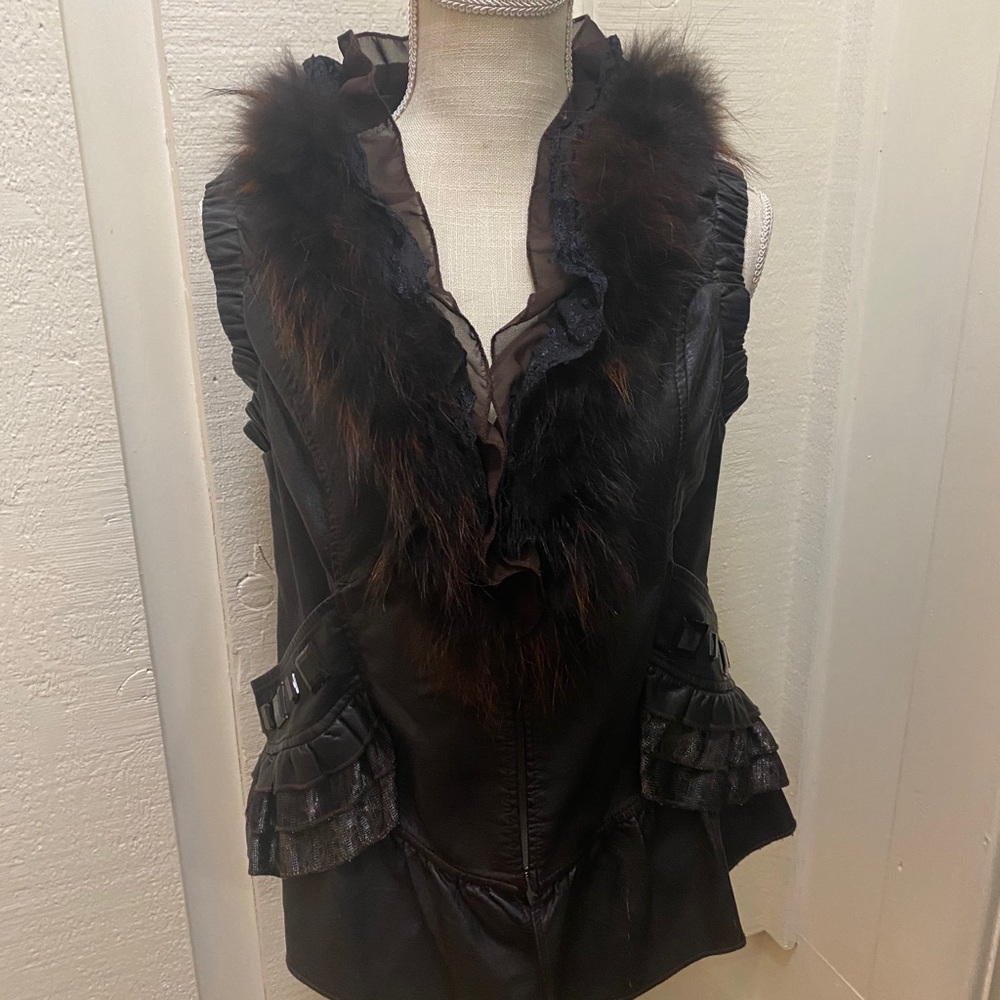 Fantazia brown leather fancy vest L
